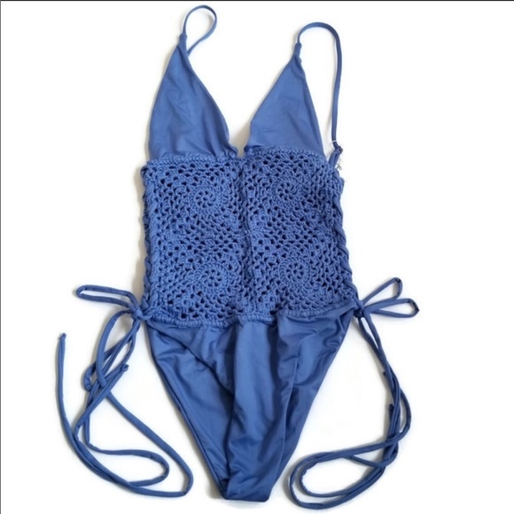 Lilah One Piece Frankies Bikinis - Blue Swimsuit - Picture 4 of 5